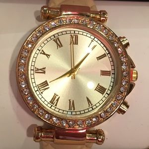 Gold Colored Watch with Jewels